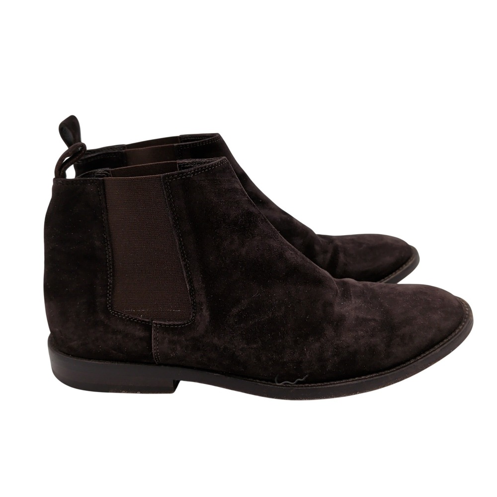 Jenni Kayne Dark Brown Suede Chelsea Boots Made in Italy Size 38.5 Almond Toe